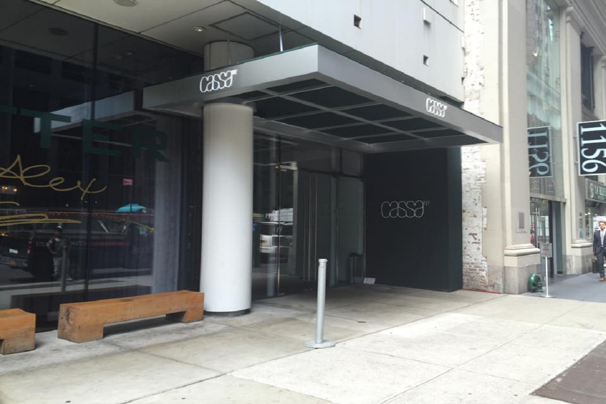 a structural canopy in nyc over entranceway