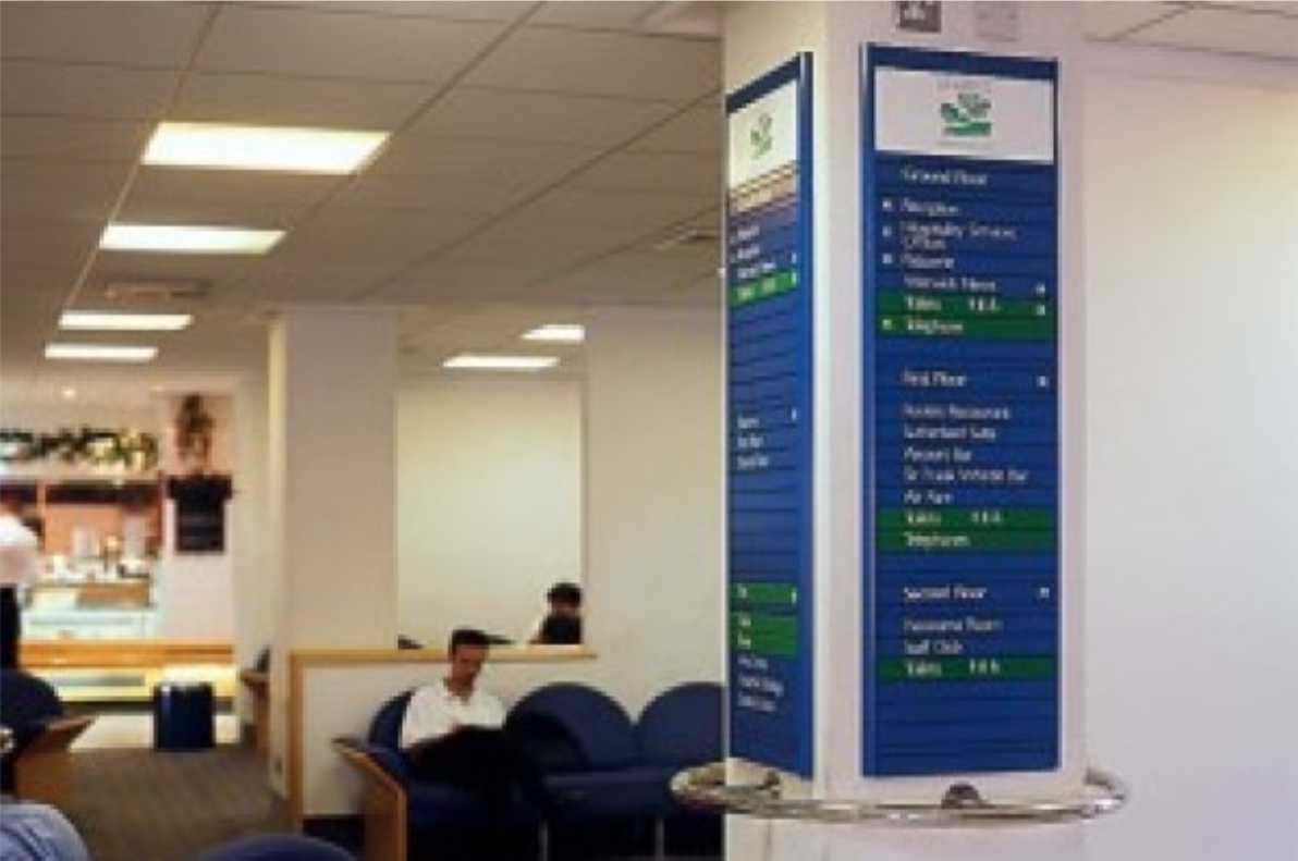 large building directory on column
