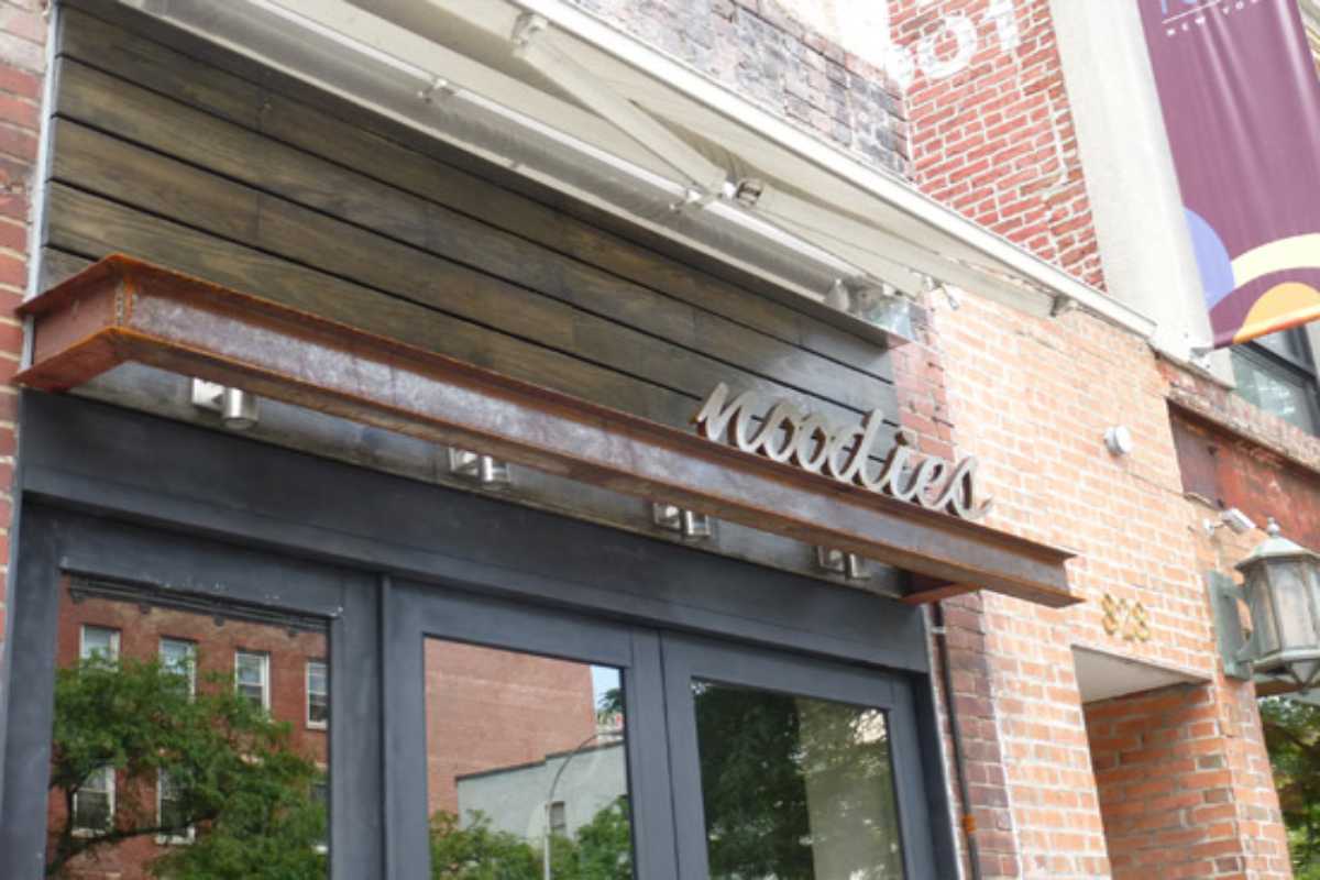 metal entrance canopy outside restaurant