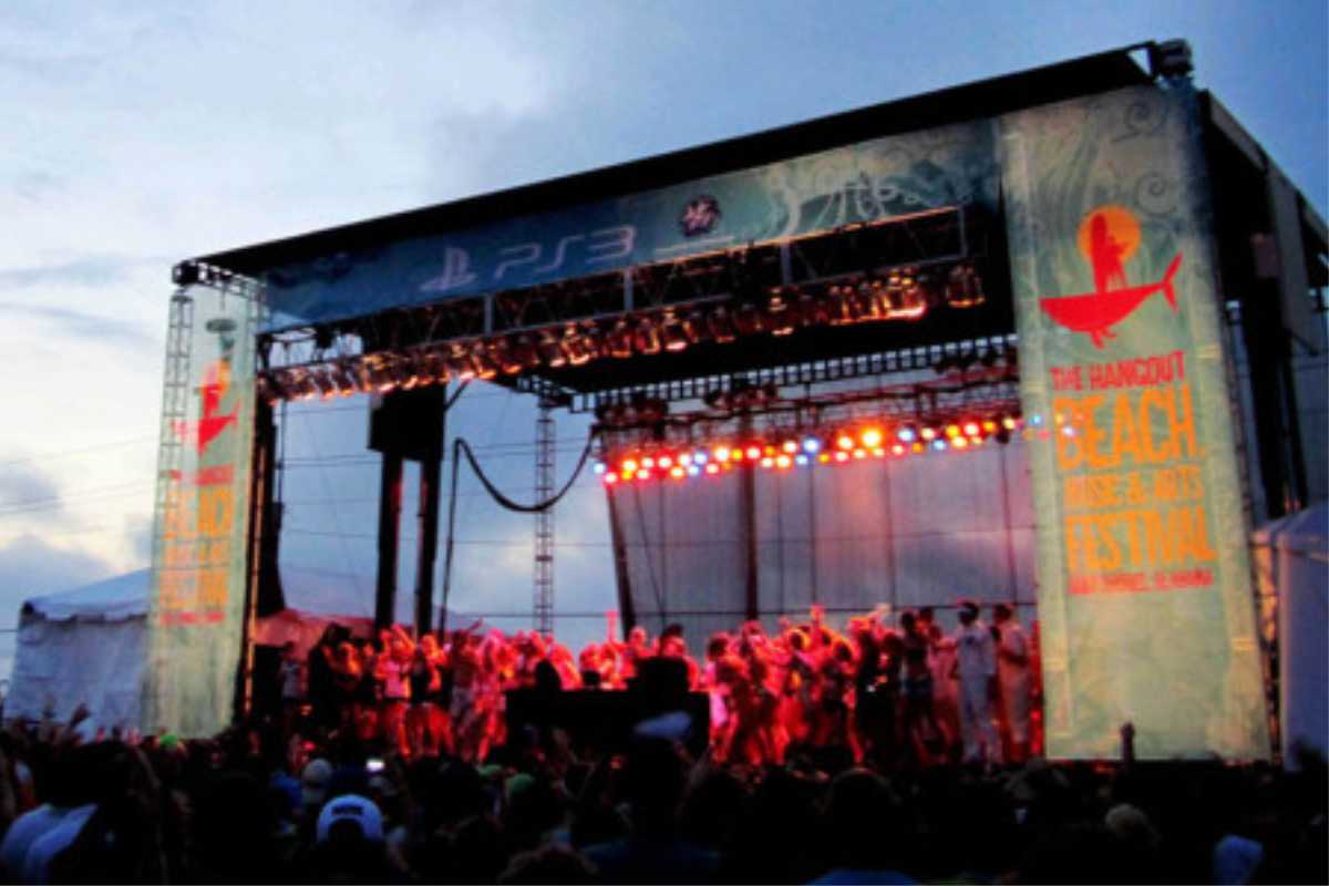Large format digital printing example on a stage