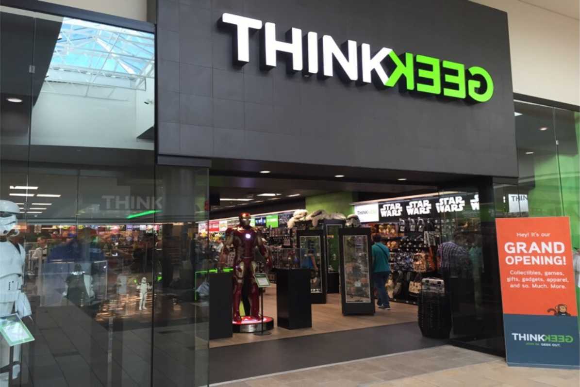 ThinkGeek Store front with logo/sign