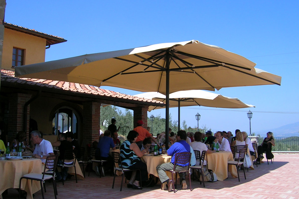 commercial umbrellas outside a restaurant